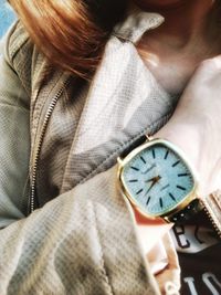 Close-up of woman holding hands
