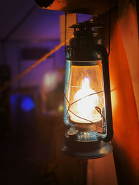 Close-up of illuminated lantern
