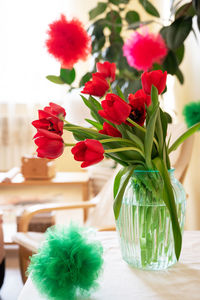 Close-up of flowers in vase on table