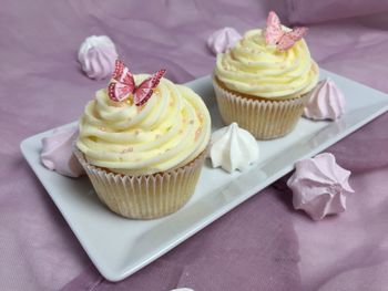 Close-up of cupcakes on table