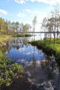 Scenic view of lake against sky