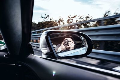 Close-up of side-view mirror