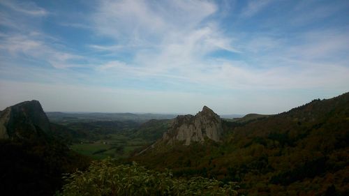 Scenic view of mountains against sky