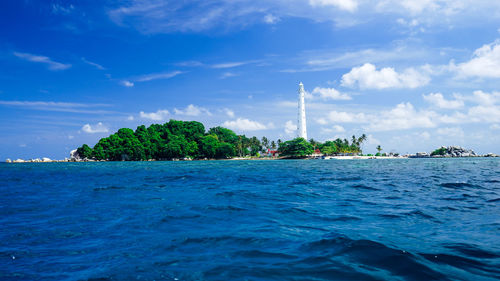 Scenic view of sea against cloudy sky