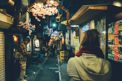 Market stall at night