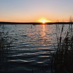 Scenic view of sunset over river