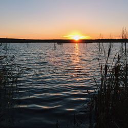 Scenic view of sunset over river