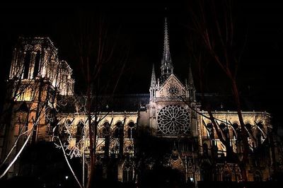 City lit up at night