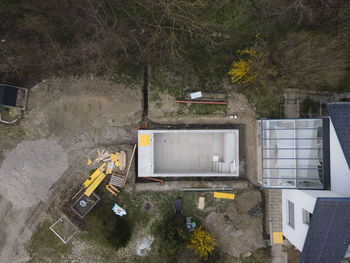 High angle view of construction site in city