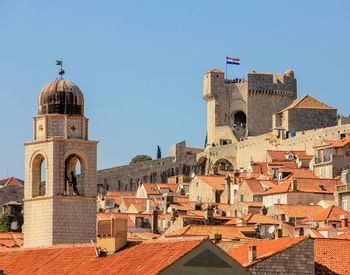 View of the red roofs of dubrovnik with its castle. it was chosen as the setting for king's landing. 