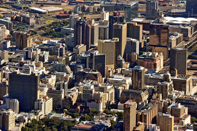 High angle view of buildings in city