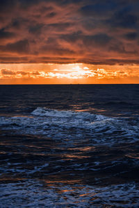 Scenic view of sea against sky during sunset