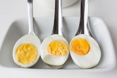 High angle view of food on white background