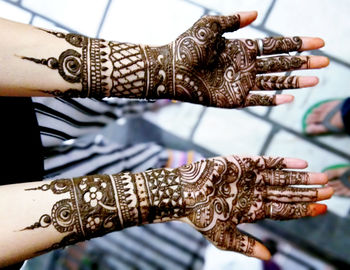 Close-up of woman hand with tattoo