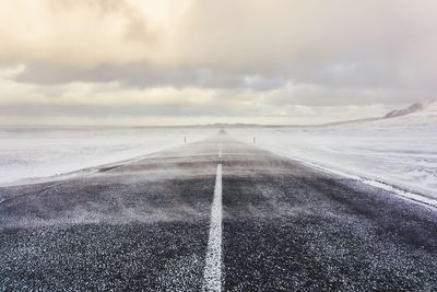 Surface level of road against sky