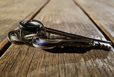 High angle view of eyeglasses on table