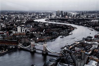 High angle view of suspension bridge