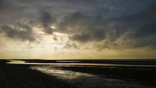 Scenic view of calm sea at sunset