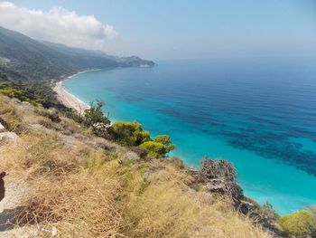 High angle view of beach