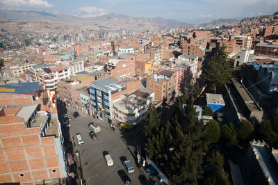 High angle view of cityscape against sky