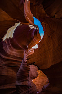 Low angle view of rock formation at antelope canyon