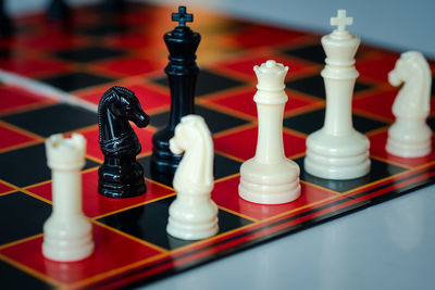 Close-up of chess pieces