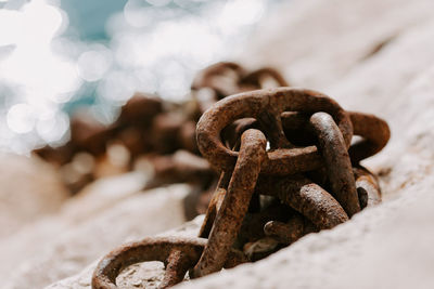 Close-up of rusty chain