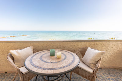 Scenic view of sea against clear sky