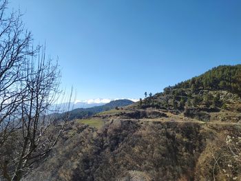 Scenic view of landscape against clear blue sky