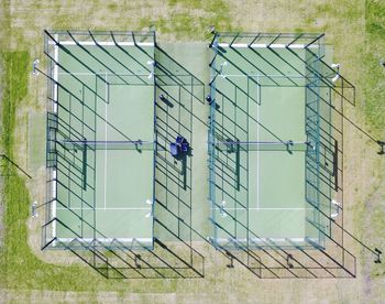 Closed metal door on field