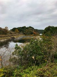 Scenic view of lake against sky