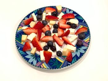 Directly above shot of multi colored fruits in bowl