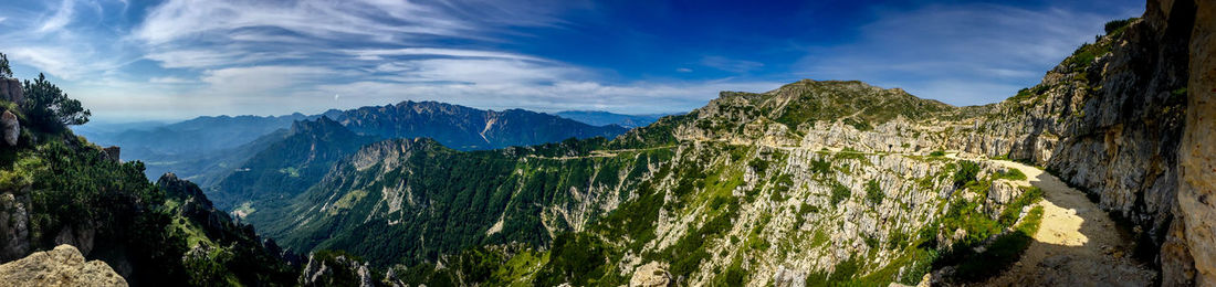 Panoramic view of mountains against sky