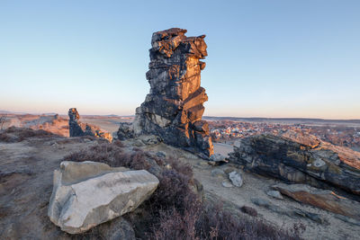 View of rock formations against sky