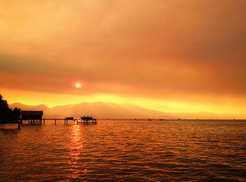 Scenic view of sea at sunset