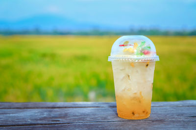 Close-up of drink on table