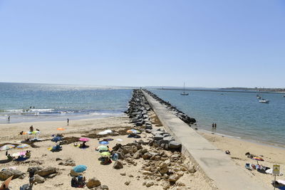 Panoramic view of beach against clear sky