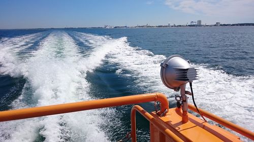 Boat sailing in sea