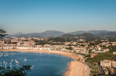 High angle view of city at waterfront