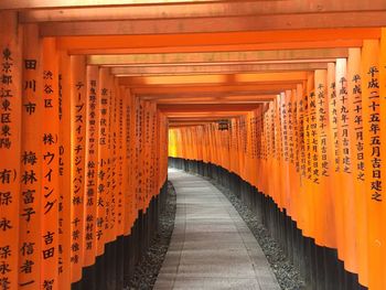 View of columns in temple