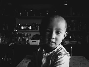 Simple portrait of a kid in black and white