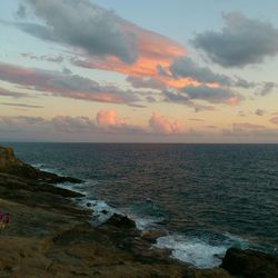 Scenic view of sea at sunset