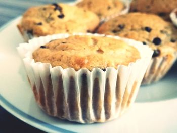 Close-up of cupcakes in plate