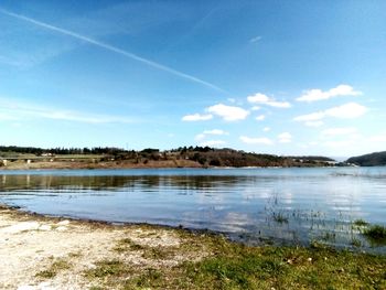 Scenic view of lake against sky