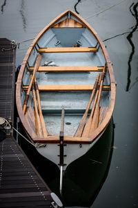 High angle view of boat in lake