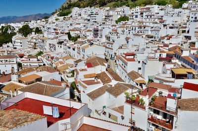 High angle view of townscape against sky