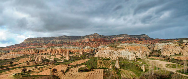 Panoramic view of landscape against cloudy sky