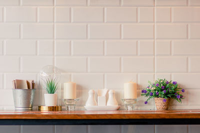 Potted plant on table at home