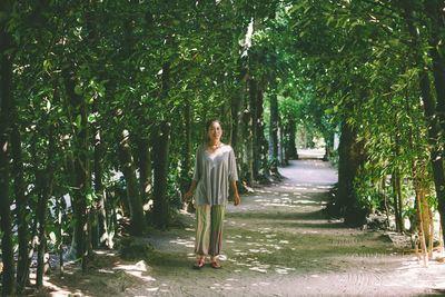 People walking on footpath in park