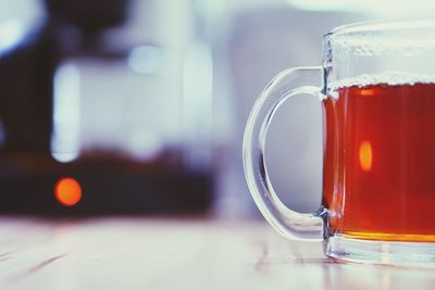 Close-up of drink in glass on table